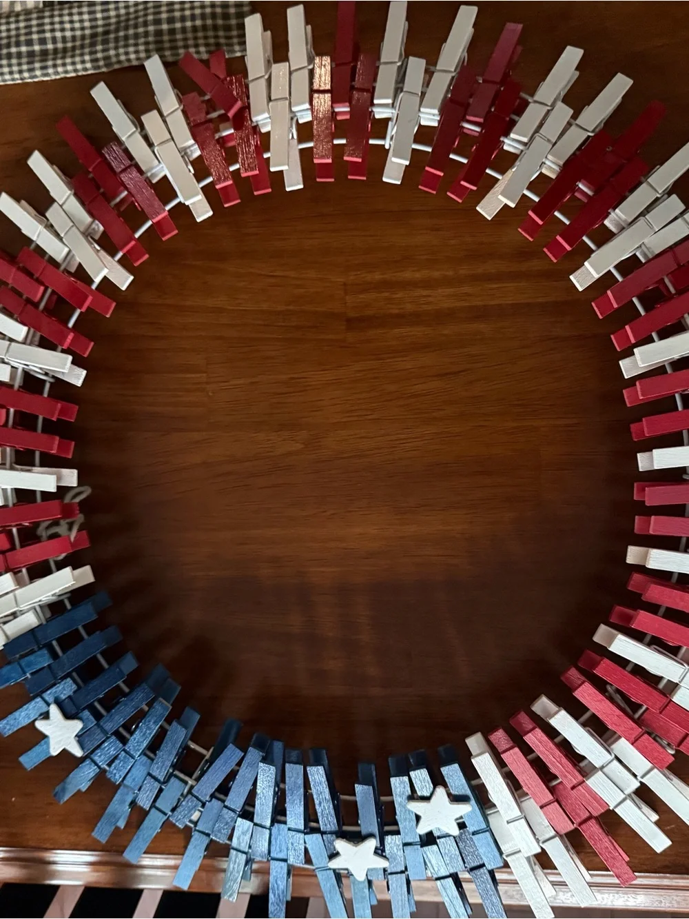 Handmade Red, White & Blue Clothespin Wreath - Patriotic Wall Accent